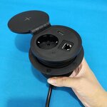 80mm Desktop Power Socket Manufacturer - 1 European Power and Wireless Charger Round Power Outlet with USB and Data