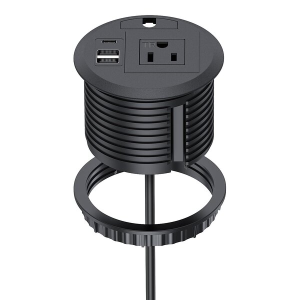 ETL American Embedded Desktop Power Grommet Manufacturer - 80mm Office Desk Surface Mount Power Socket Desk Power Grommet Outlet