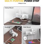 Desk Clamp Power Strip Manufacturer - 1700 Joules with 9 Outlets and 4 USB Removable Clamp Plug Socket
