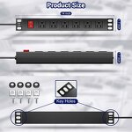 6 US Outlets Heavy Duty Power Strip Manufacturer - Mountable Metal Power Strip Outlet Rack Mount Power Strip for Workshop Kitchen Office