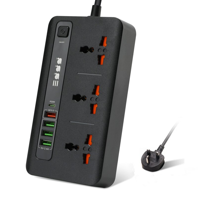 Universal Power Outlet Manufacturer - PD20W QC3.0 Charger Surge Protector Power Strip with USB 4 Outlet Power Socket Type-C Extension Socket