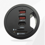 60mm 3 Port USB3.0 Desk Hub Manufacturer - TF/SD MCC Adapter for Desktop PC USB 3.0 Splitter with USB-C Fast Charging Port