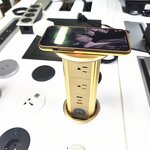 US/UK/EU/AU Universal Power Outlet Manufacturer - Motorized Pop-up Socket Desktop Socket Kitchen Smart Plug with Speaker Wireless Charging