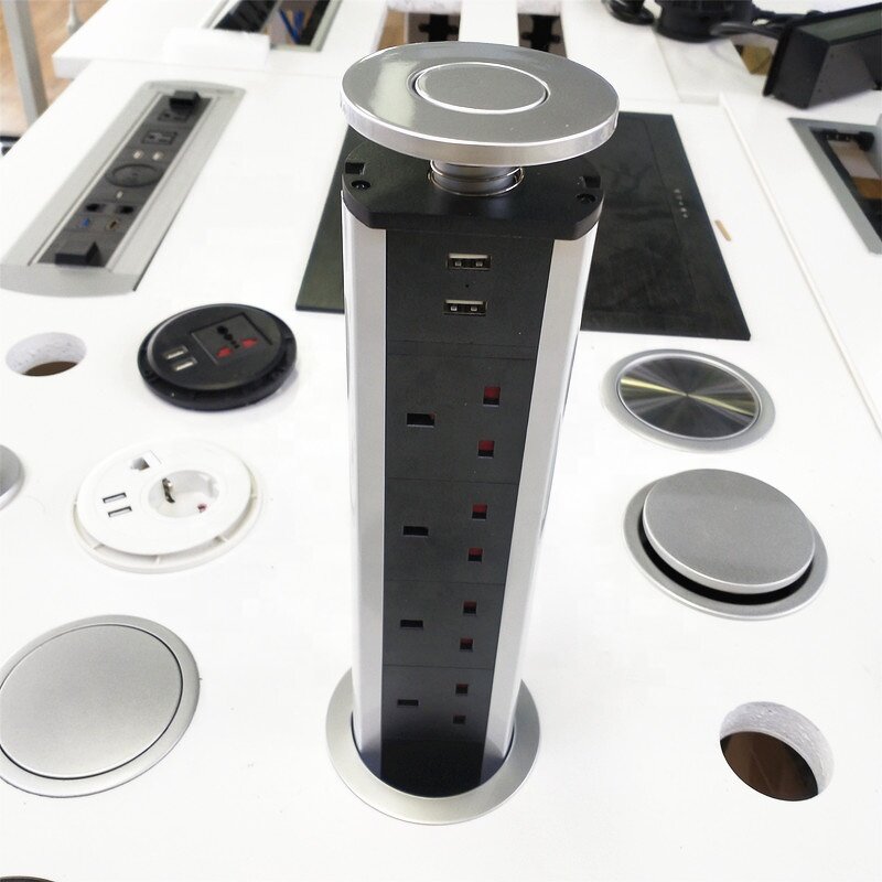 Electrical Manual UK Power Tabletop Pop-up Tower Socket Manufacturer - Hidden Concealed UK Standard Extension Retractable Kitchen Sockets Out