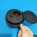 80mm Desktop Power Socket Manufacturer - 1 European Power and Wireless Charger Round Power Outlet with USB and Data