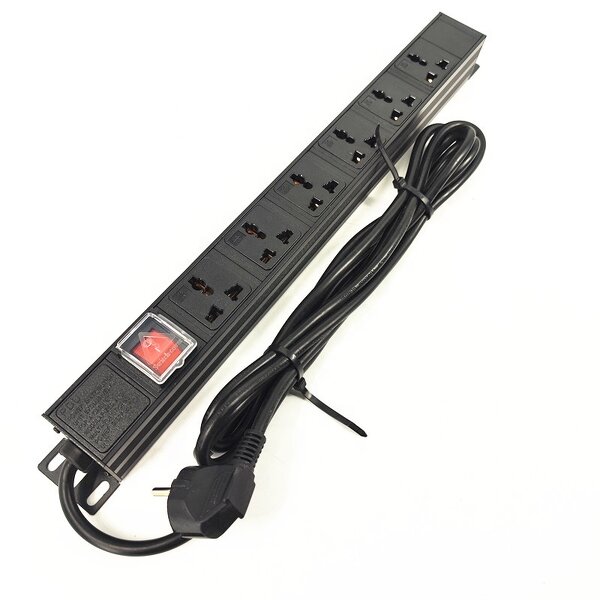 PDU Cabinet Power Strip Manufacturer - 6 AC Outlet Universal Socket Extension Socket Surge Overload Protector PDU Power Board Rack Mount Socket