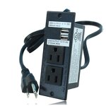 ABS Desktop Power Strip Manufacturer - USB Recessed Power Socket Conference Table Power Outlet Grommet Socket with 2 US Plug 3 USB Port