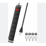 6 US Outlets Heavy Duty Power Strip Manufacturer - Mountable Metal Power Strip Outlet Rack Mount Power Strip for Workshop Kitchen Office