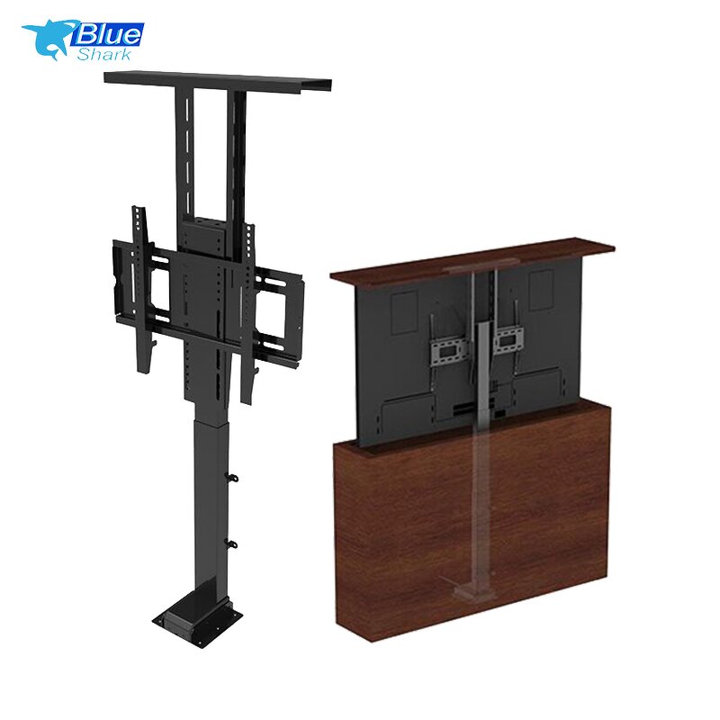 32-65" Motorized TV Carts Manufacturer - TV Trolley Swivel Electric Lift LCD Mobile TV Bracket Monitor for Home Office Use