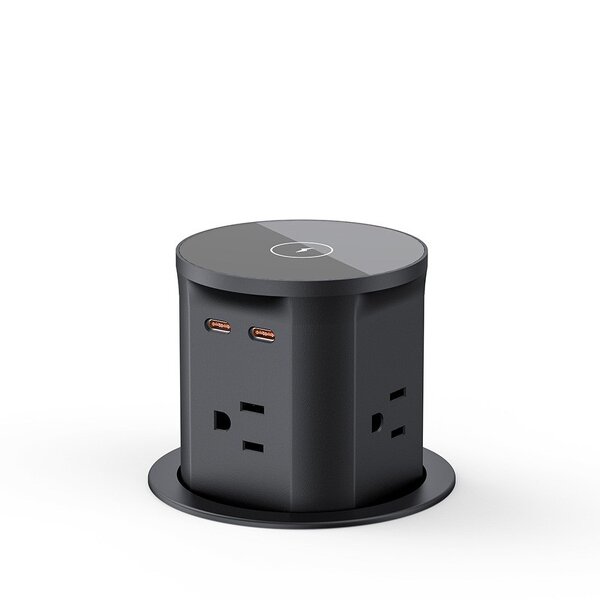 US Smart Pop-up Outlet Manufacturer - Countertop Receptacle Power Strip with 4 AC Outlet Hydraulic Pop-up Lifting Tower Wireless Socket