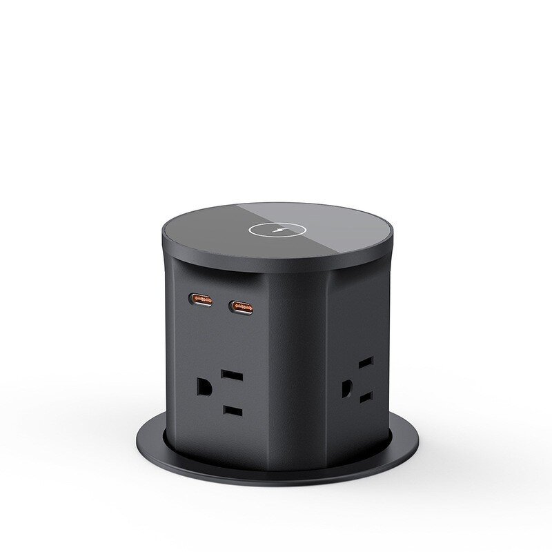 US Smart Pop-up Outlet Manufacturer - Countertop Receptacle Power Strip with 4 AC Outlet Hydraulic Pop-up Lifting Tower Wireless Socket