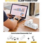 Desk Clamp Power Strip Manufacturer - 1700 Joules with 9 Outlets and 4 USB Removable Clamp Plug Socket