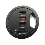 60mm 3 Port USB3.0 Desk Hub Manufacturer - TF/SD MCC Adapter for Desktop PC USB 3.0 Splitter with USB-C Fast Charging Port