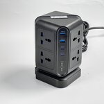 8 Way Universal Vertical Portable Power Strip Manufacturer - 8 Outlets 4 USB Ports (2+2C) Surge Protector Hospital Grade Extension Socket