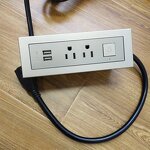 Office Furniture Rectangular US Power Outlet Manufacturer - Recessed Desktop Mounted Cabinet Table USB Socket with LED Lamp Control Switch
