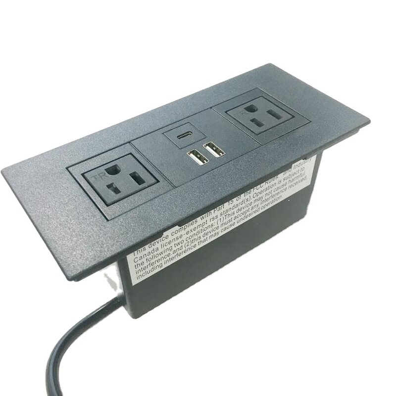 US Power Desk Mounted Electrical Socket Manufacturer - Outlet Flush Mount with USB Type-C Recessed Desk Power Socket Tabletop Socket