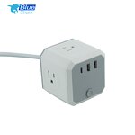 Power Cube Extended USB Power Socket Manufacturer - USA Plug 4 Ways Sockets with 3 Built-In USB Charger 5V 1.5m Cable Length