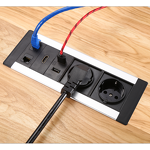 Aluminum Alloy Multimedia Built-in Conference Table Data Socket Box Manufacturer - Office Desk EU Power Outlet with Data RJ45 Cat6 USB Port