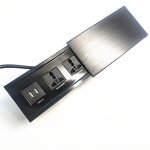 Built-in Conference Table Desktop Universal Power Outlet Manufacturer - Sliding Cover USB Charging Socket with 2 AC Outlet 2 USB Charging Port