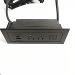 Office Furniture Hidden Mounted US Power Outlet Manufacturer - Recessed Cabinet Tabletop USB Electric Socket with LED Lamp Control Switch