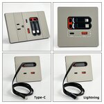Wall Socket USB Panel Manufacturer - with Telescopic Charging Cable PD20W Type-C ABS Plastic Hospital Use Smart Socket