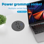 Round Recessed Desktop Power Grommet Socket Manufacturer - 125V NFC Network 2 AC Outlets 1 PD18W USB-C Flush Mount Desk Outlet NFC Technology
