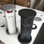 Automatic Pneumatic Hydraulic Tabletop Kitchen Pop-up Tower Socket Manufacturer - 2 Universal Socket 2 Cat6 Data Port 2 USB Charging