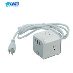 Power Cube Extension Socket Manufacturer - with 3 Outlets and 3 USB Chargers for US Plug Use