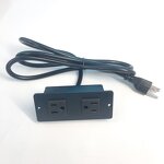 Two Outlet Furniture Recessed Power Strip Manufacturer - Black Mini Power Unit 2 USA Outlet for Kitchen Cabinet and Hotel Room
