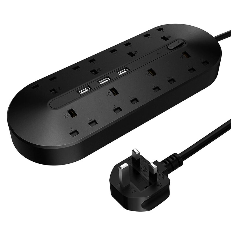 Extension Power Socket Manufacturer - In Stock with USB Ports 3 USB Ports Standard UK Socket Power Strip 3000W 13A