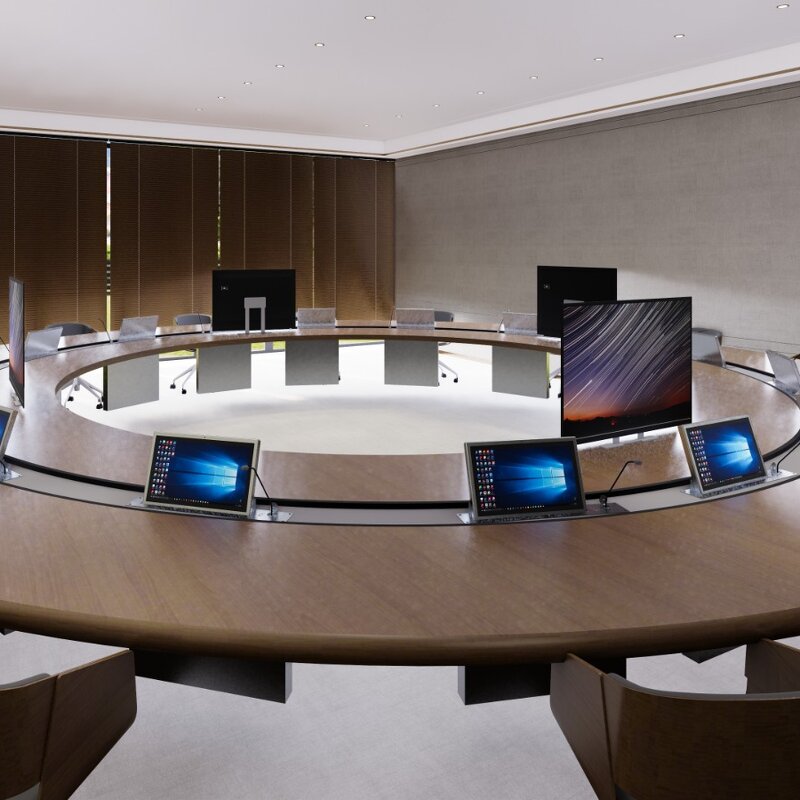 Blue Shark HD Touch Screen Pop-up Mechanism Manufacturer - Paperless Conference System Flip-up LCD Monitor Lift