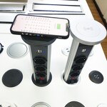 80mm Hidden Kitchen Counter Manual Pop-up Socket Manufacturer - EU Power Outlet Tower USB LED Socket Tabletop Wireless Charging Socket