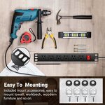 6 US Outlets Heavy Duty Power Strip Manufacturer - Mountable Metal Power Strip Outlet Rack Mount Power Strip for Workshop Kitchen Office