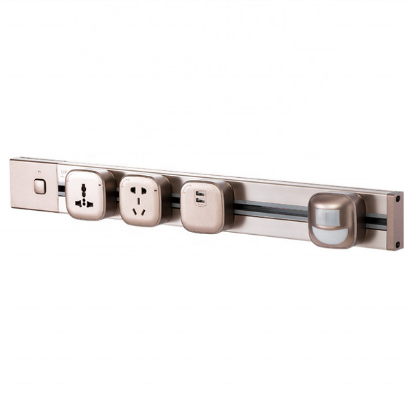 Desk Mounted Movable Electrical Track Power Socket Manufacturer - Multi Smart Table Power Rail Track System Wall Track Socket Adapter