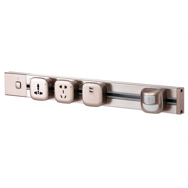 Desk Mounted Movable Electrical Track Power Socket Manufacturer - Multi Smart Table Power Rail Track System Wall Track Socket Adapter