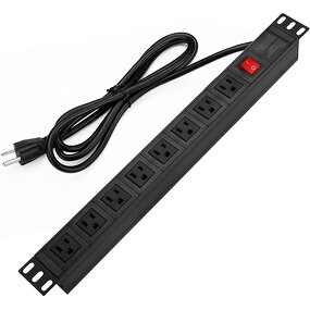 US Plug Power Strip Surge Protector Manufacturer - Rack-Mount PDU 8 Right Angle Outlets Wide-Spaced 8-Outlet Metal Power Strip Surge Protector