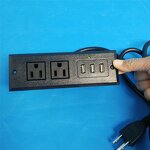 US Power Outlet Manufacturer - Build in Desk Cabinet Tabletop Recessed 2 US Power Outlet 3 USB Port Rectangular Grommet Socket for Office Home