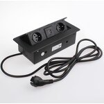 Flush-fitting Furniture Pop-up Socket Manufacturer - EU Standard with Two USB Chargers in Tabletop Power 1.5m Cable