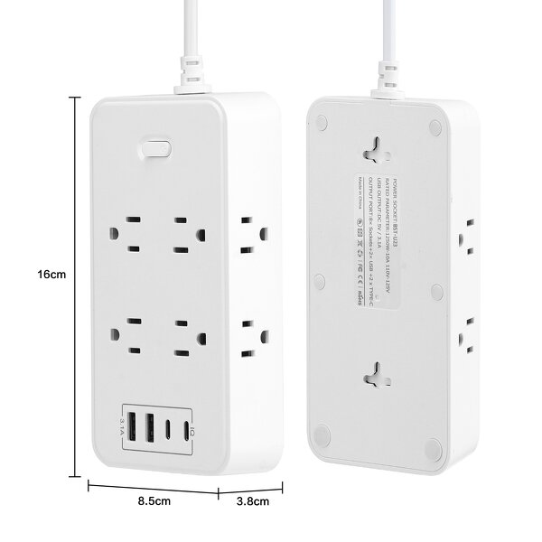 Universal Tabletop Power Strip Socket Manufacturer - 6 Outlets 4 USB Ports (2C+2A) NFC Rapid Charger and Extension Sockets