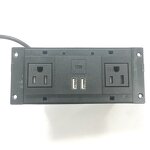 Desktop Power Strip Manufacturer - USB Recessed Power Socket Conference Table Power Outlet Grommet Socket with 2 US Plug 3 USB Port