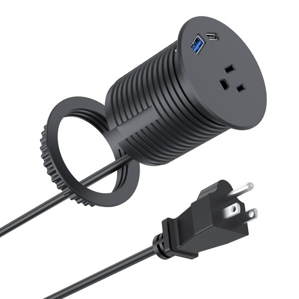 Flush Mount Recessed Power Strip Manufacturer - 2.36inch Hole Hidden in Furniture Office Outlet Desk Grommet Power Socket