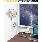Desk Clamp Power Strip Manufacturer - 1700 Joules with 9 Outlets and 4 USB Removable Clamp Plug Socket