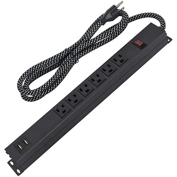 Multi Plugs Power Distribution Unit Manufacturer - USB Network Function 1U 125V 15A Custom 6 Outlet PDU for Workstation Office Hotel