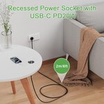 Desk Hole Recessed Power Socket Manufacturer - Industrial ABS Flush-Mount for Desktop Office Furniture Hotel Grommet USB-C PD20W Double USB