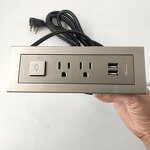 Office Furniture Rectangular US Power Outlet Manufacturer - Recessed Desktop Mounted Cabinet Table USB Socket with LED Lamp Control Switch