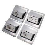 3F Series Aluminum/Cropper Panel Pop-up Floor Socket Manufacturer - EU Standard Power Double Outlet 2 USB With Phone Port RJ45 Internet Jack