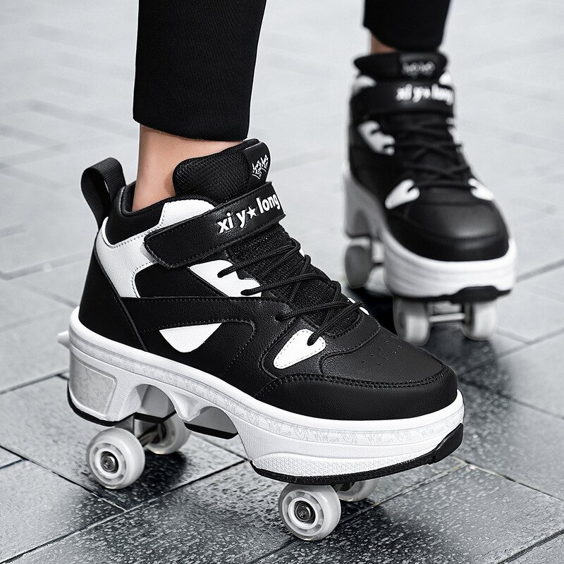 Roller Skates Manufacturer - Unisex Automatic Pop-up High Top 4 Wheel Outdoor Dual-Purpose