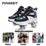 Sneakers Manufacturer - Unisex Automatic Pop-up High Top 4 Wheel Roller Dual-Purpose