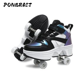 Sneakers Manufacturer - Unisex Automatic Pop-up High Top 4 Wheel Roller Dual-Purpose