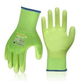 Custom Safety Work Gloves Manufacturer - Long Printed Fluorescent Yellow Green Thorn Proof Men's Gardening PU for Construction